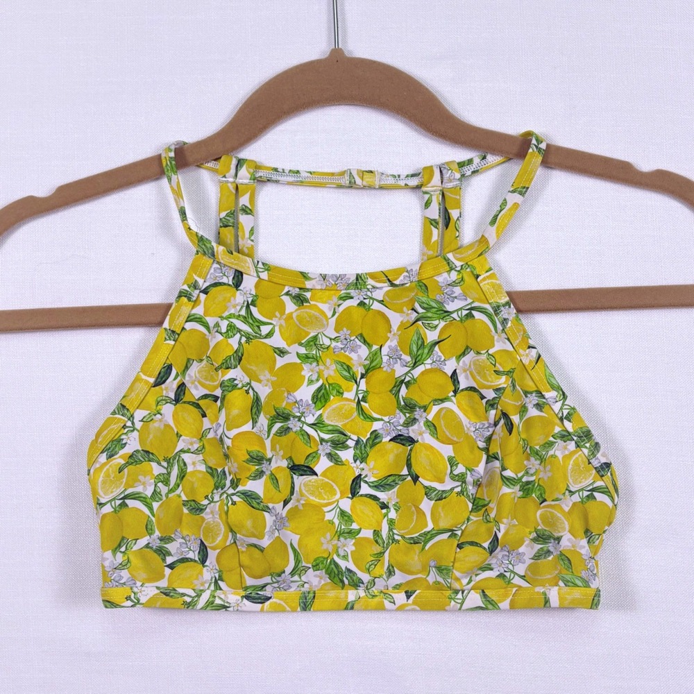 Lululemon See The Sea Swim Top Lemon Print High Neck Coastal Cottagecore C/D cup